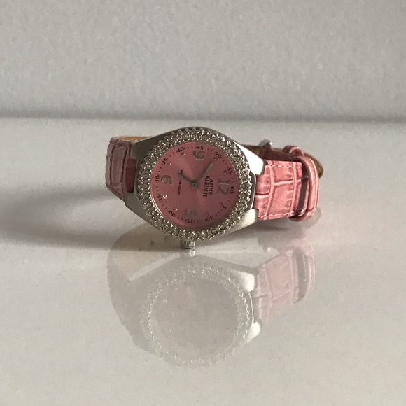 COPY - NWOT Anne Klein Women’s Faux Diamond Pink Genuine Leather Strap Watch Y2… - Picture 2 of 13
